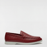 Men's Leather Apron Toe Loafers - Burgundy - Rully Official