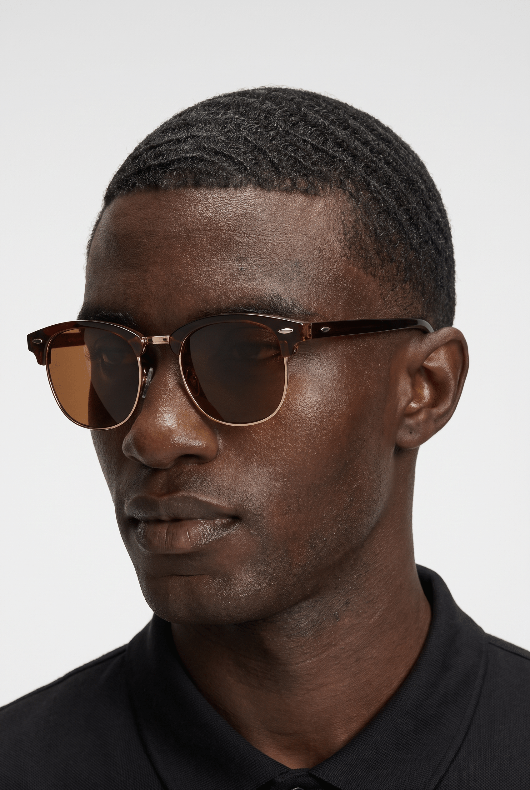 Men’s Sunglasses — Montpellier - Burgundy Frame | Gold Lower Rim | Brown Lens - Rully Official