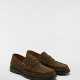 Men's Suede Penny Loafers - Dark Olive - Rully Official