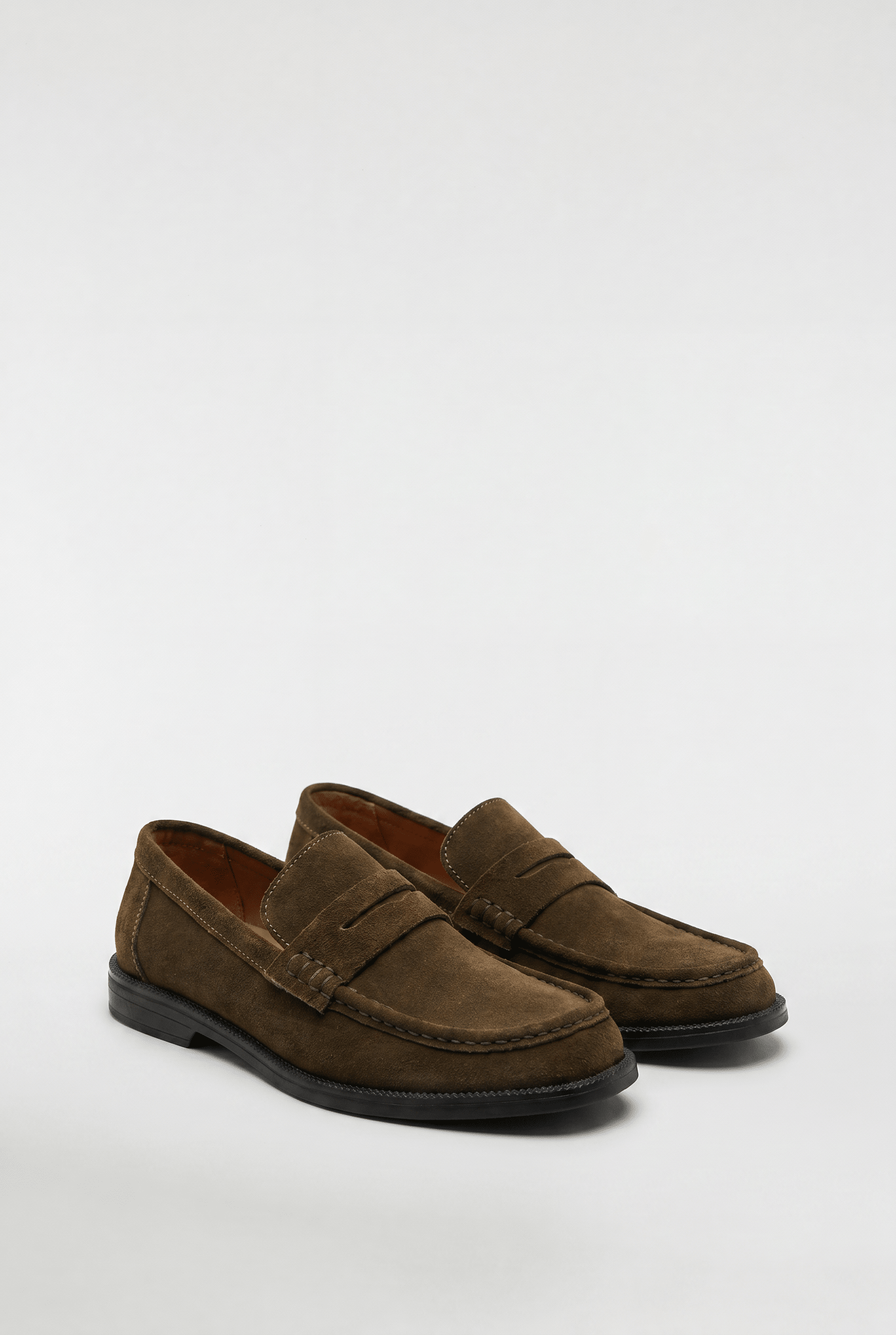 Men's Suede Penny Loafers - Dark Olive - Rully Official