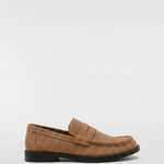 Men's Suede Penny Loafers - Caramel - Rully Official