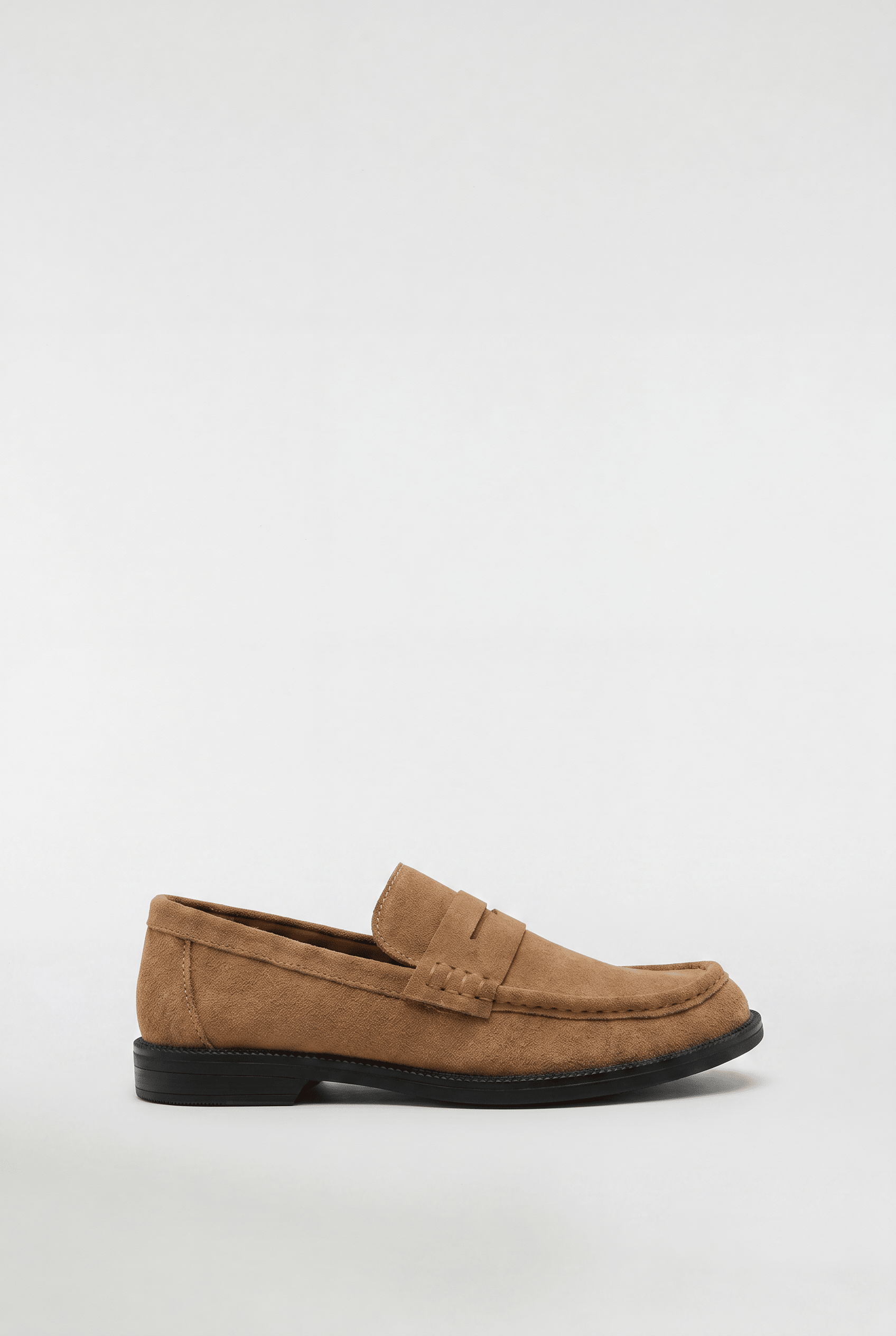 Men's Suede Penny Loafers - Caramel - Rully Official