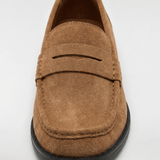 Men's Suede Penny Loafers - Caramel - Rully Official