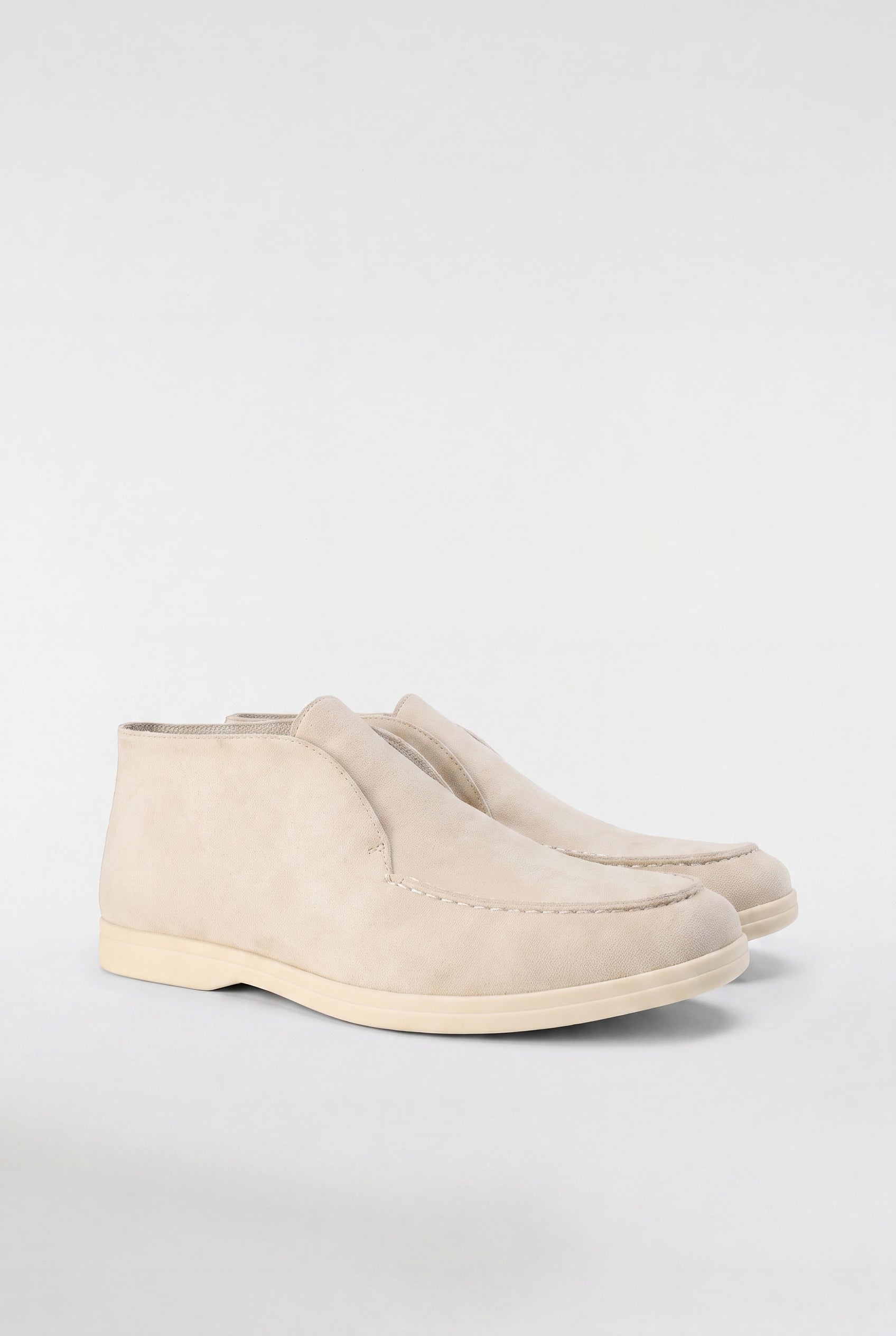 Men's High-Top Suede Loafers - Cream - Rully Official