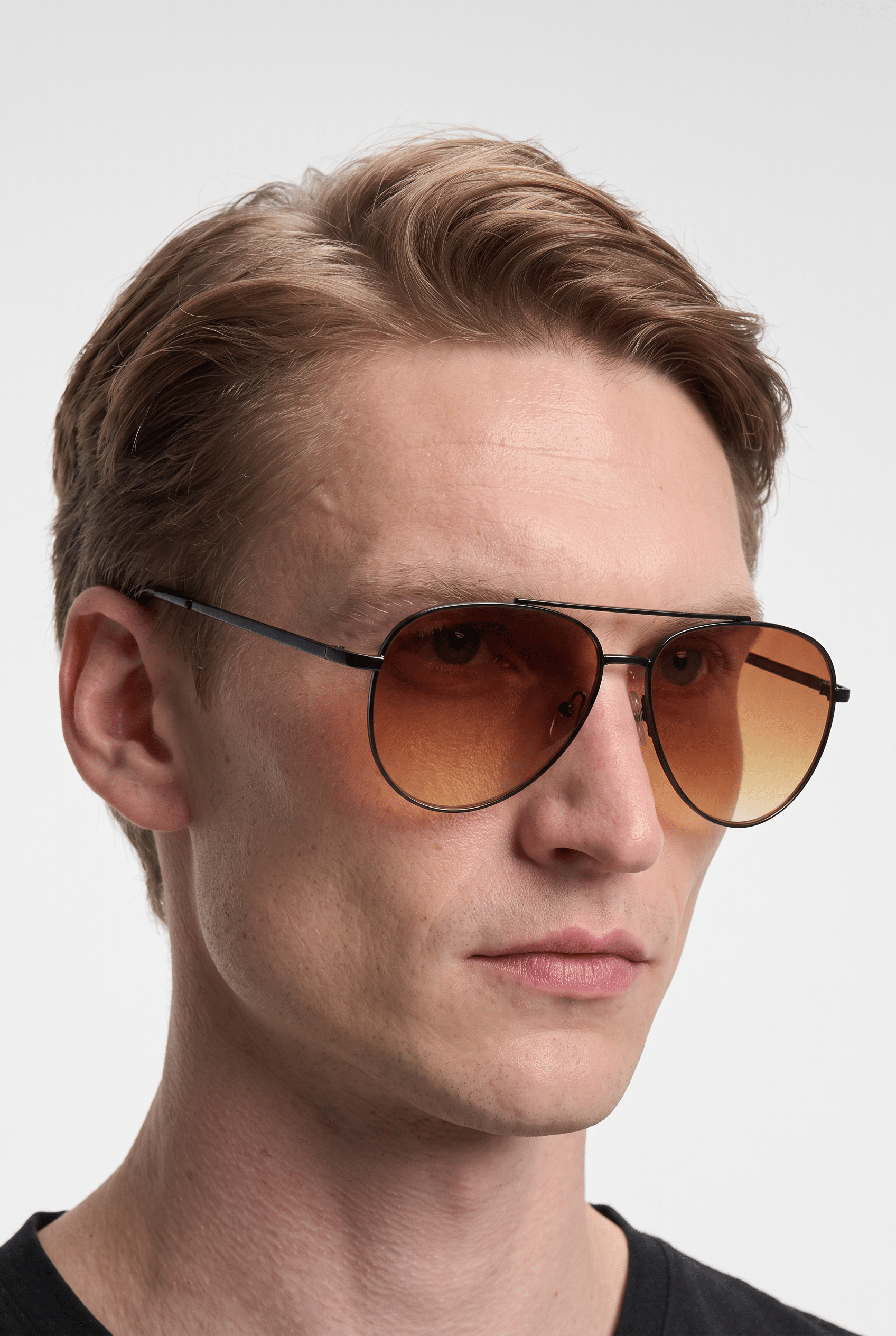 Men’s Sunglasses — Aviator - Black Frame | Brown Gradient Lens - Rully Official