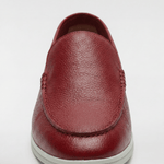 Men's Leather Apron Toe Loafers - Burgundy - Rully Official