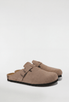 Men's Suede Buckle Clogs - Beige - Rully Official