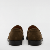 Men's Suede Penny Loafers - Dark Olive - Rully Official