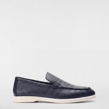 Men's Leather Apron Toe Loafers - Navy - Rully Official