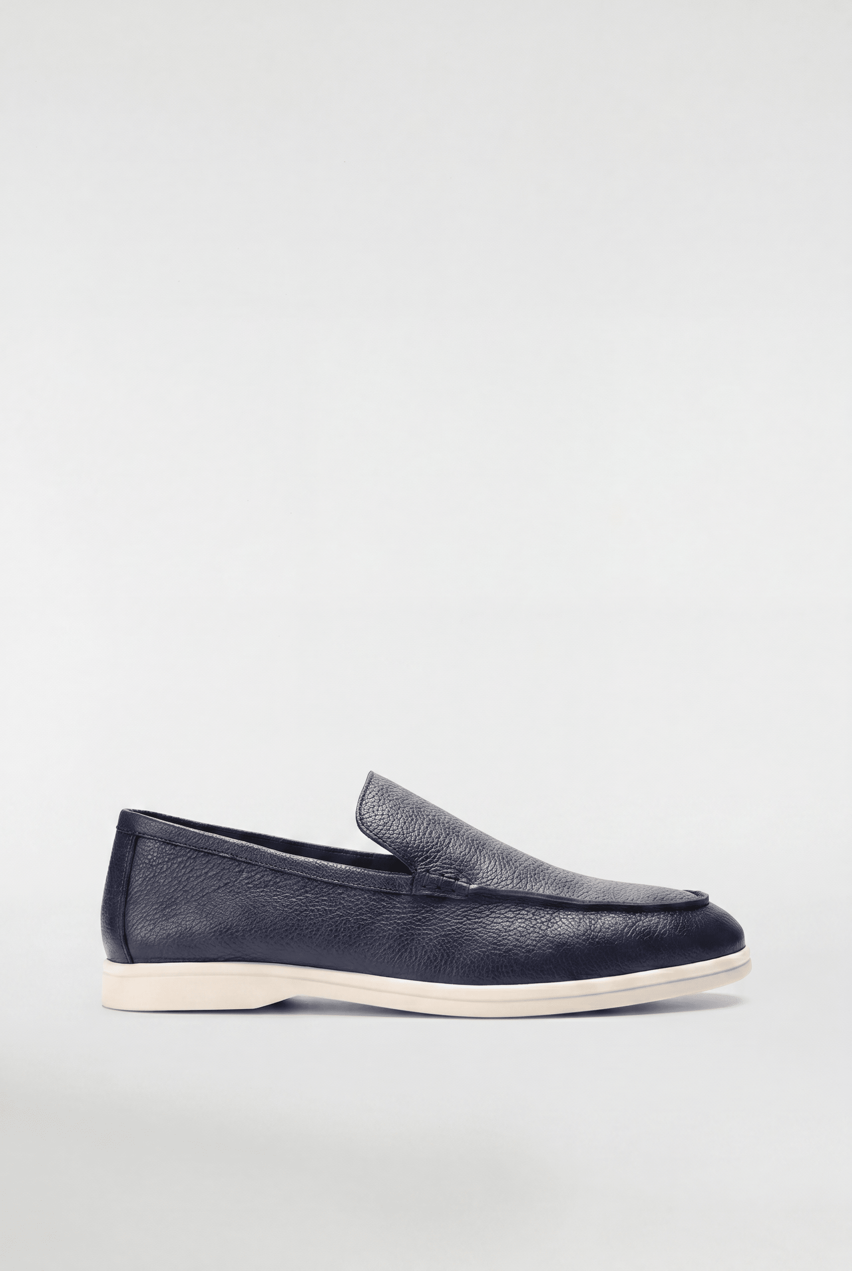 Men's Leather Apron Toe Loafers - Navy - Rully Official