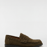 Men's Suede Penny Loafers - Dark Olive - Rully Official