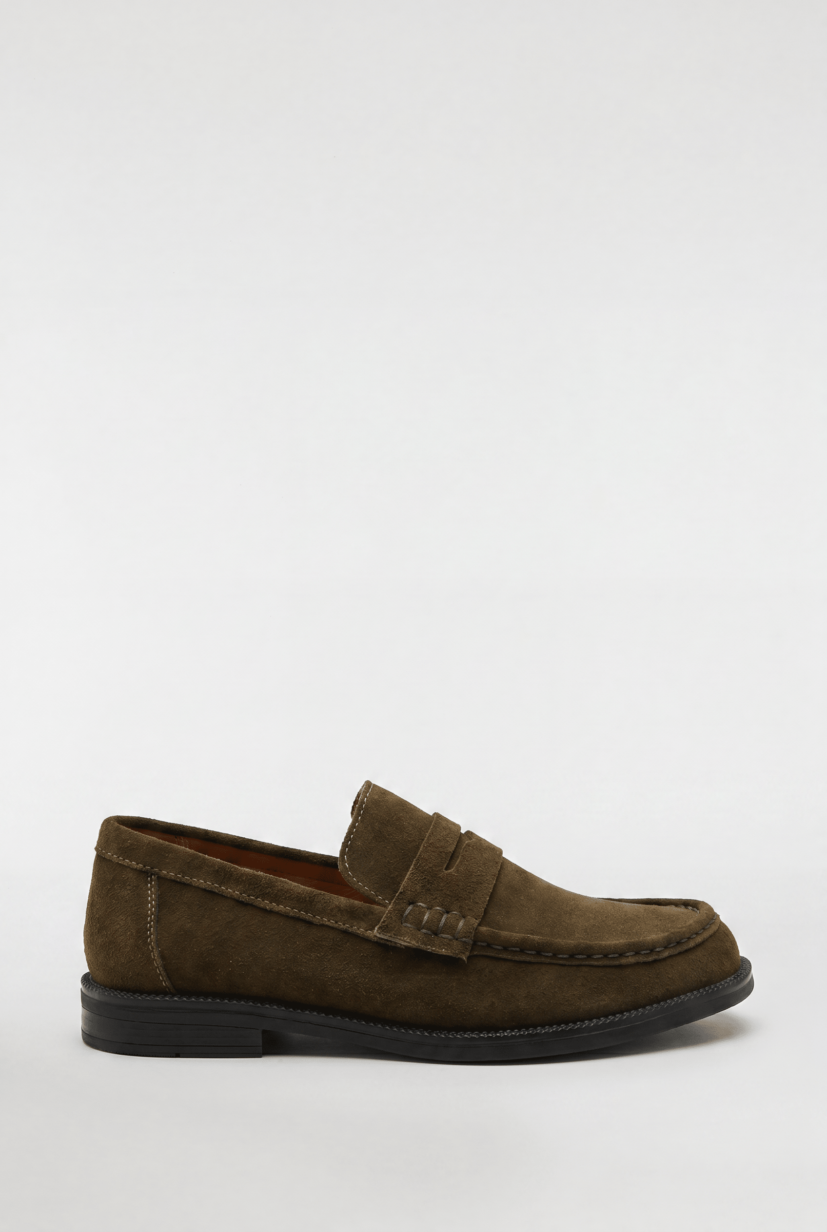 Men's Suede Penny Loafers - Dark Olive - Rully Official