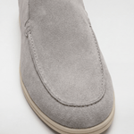 Men's Suede Slip-On Loafers - Light Grey - Rully Official