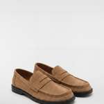 Men's Suede Penny Loafers - Caramel - Rully Official