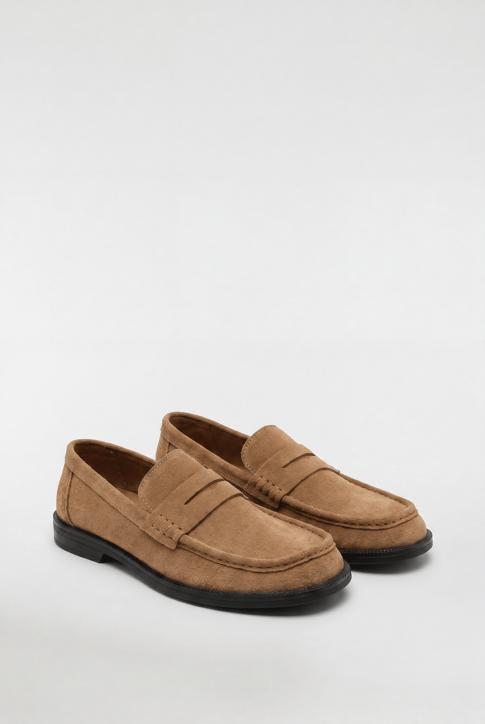 Men's Suede Penny Loafers - Caramel - Rully Official
