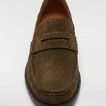 Men's Suede Penny Loafers - Dark Olive - Rully Official