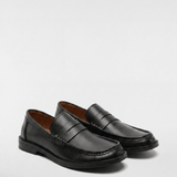 Men's Leather Penny Loafers - Black - Rully Official