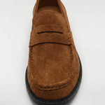 Men's Suede Penny Loafers - Brown - Rully Official