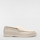 Men's Leather Apron Toe Loafers - Cream - Rully Official