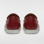 Men's Leather Apron Toe Loafers - Burgundy - Rully Official