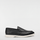 Men's Leather Apron Toe Loafers - Black - Rully Official