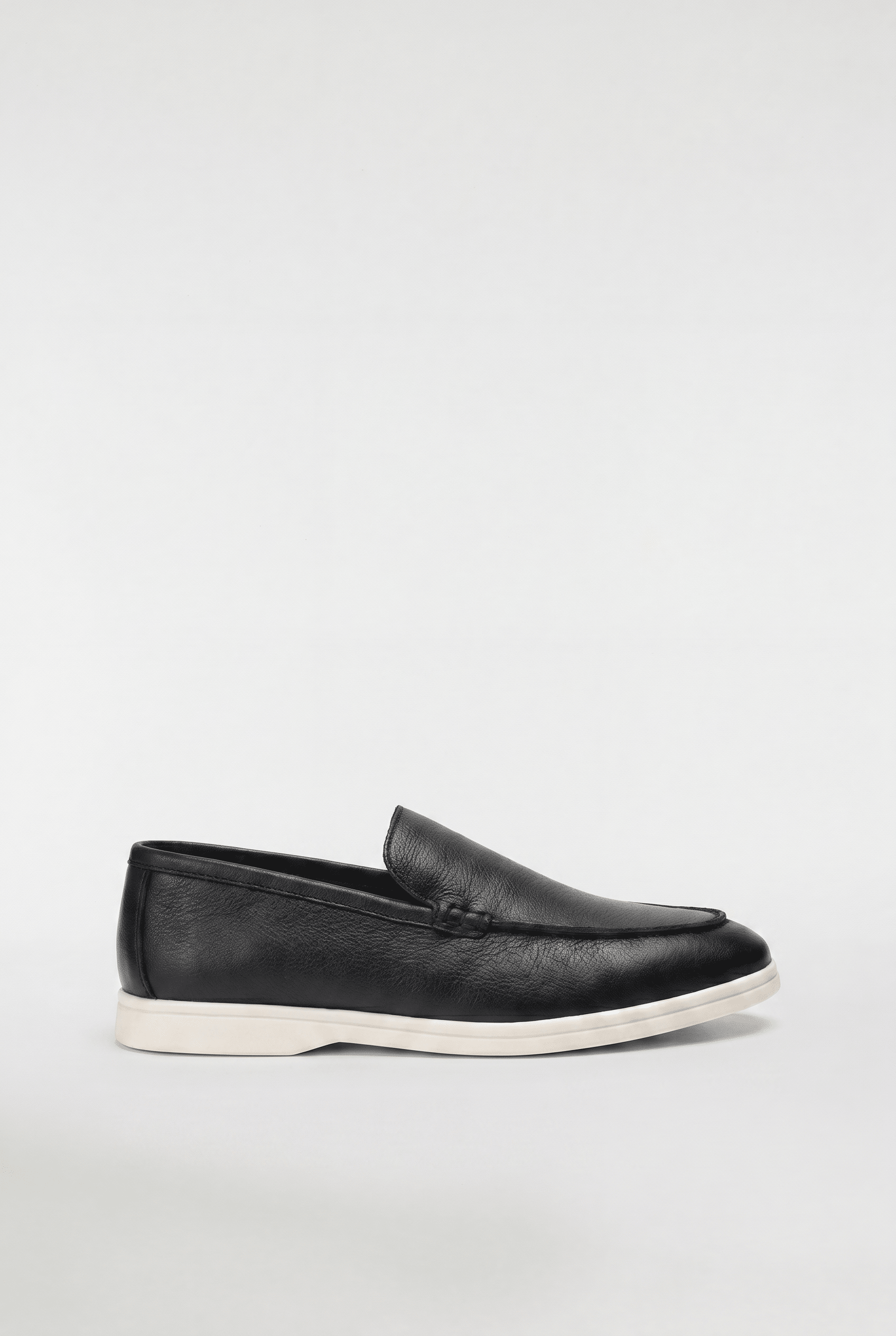 Men's Leather Apron Toe Loafers - Black - Rully Official