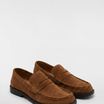 Men's Suede Penny Loafers - Brown - Rully Official