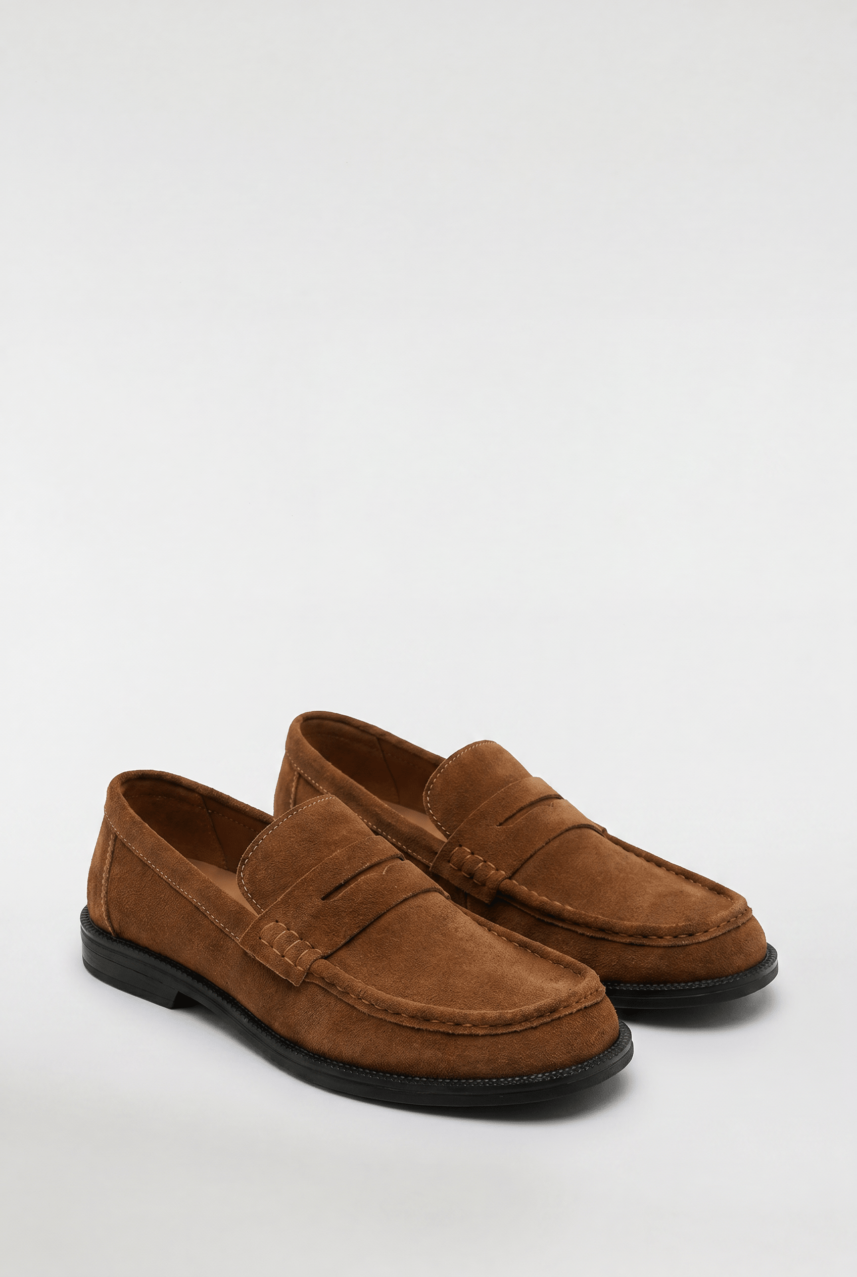 Men's Suede Penny Loafers - Brown - Rully Official